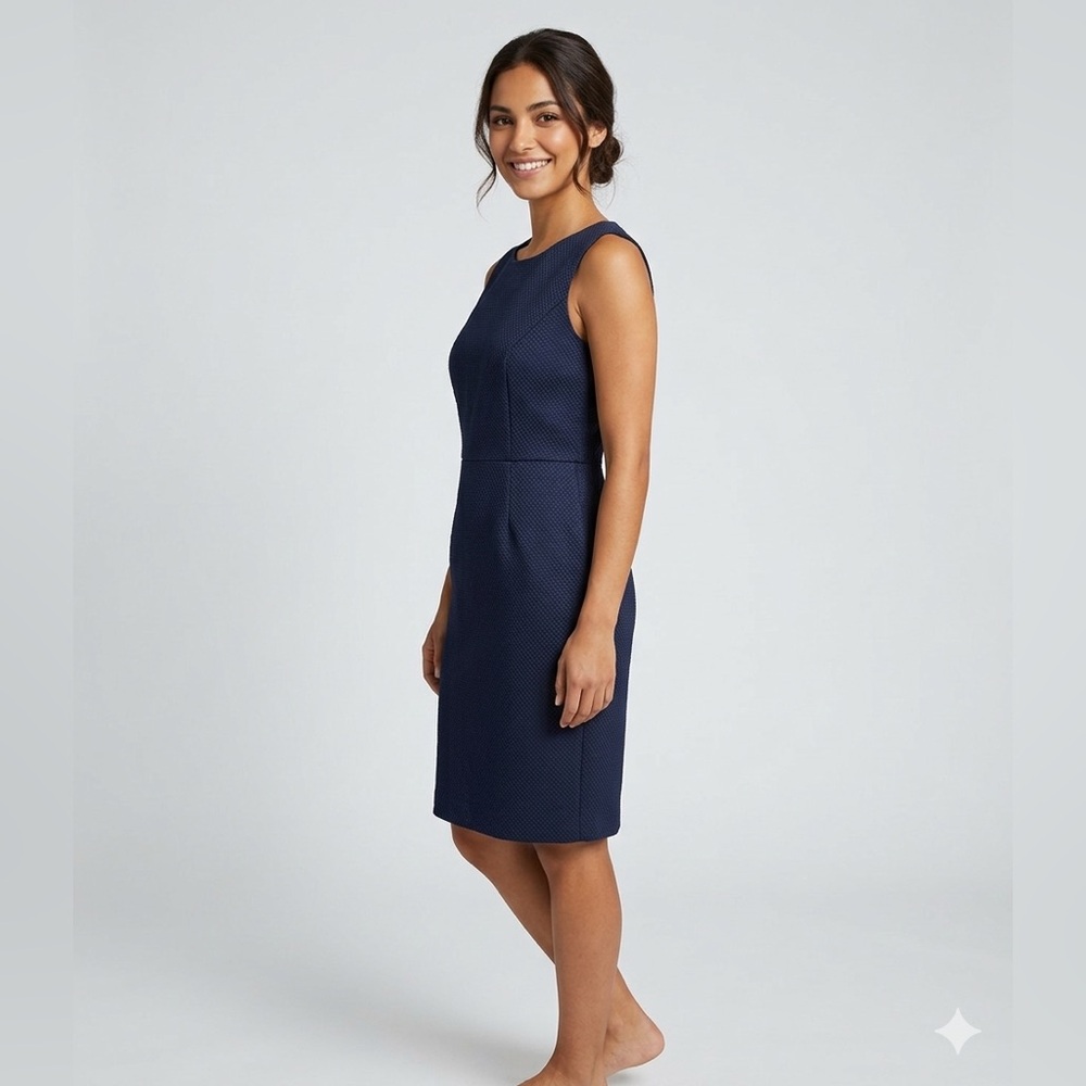 Banana Republic Women’s Blue Sleeveless Shift Dress Career Preppy Classic-2